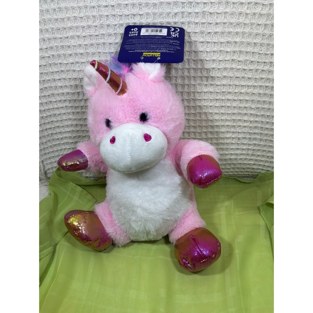 Fairycore Kids Kellytoy Unicorn Plush 10 Inch‎ Pink Rainbow
